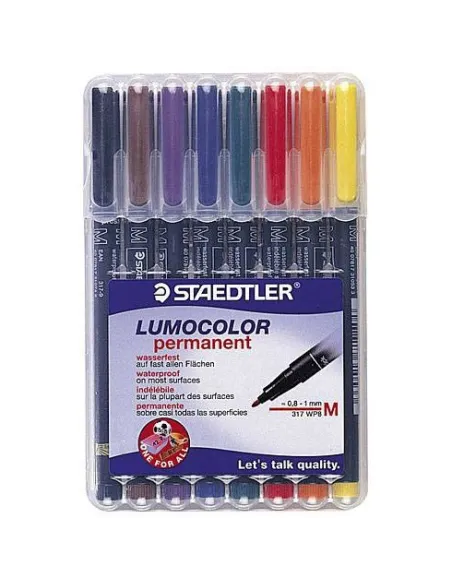 Estuche 8 rotuladores perm. Staedtler Lumocolor 0,6mm
