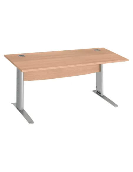 Mesa oficina patas metalicas aluminio en L  80cm roble claro