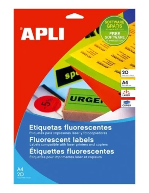 Blister 20 hojas 160 etiquetas amarillas fluor 99.1 x 67