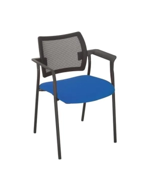 Silla oficina visita con patas y brazos yota azul.