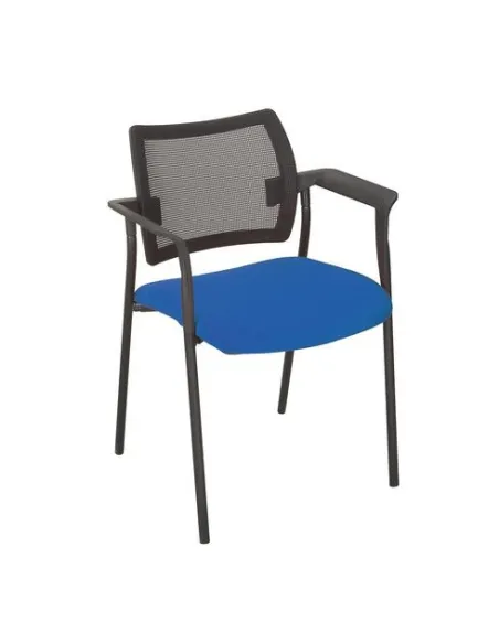 Silla oficina visita con patas y brazos yota azul.