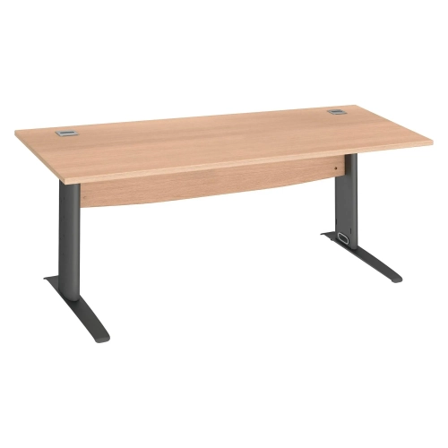 Mesa oficina patas metalicas antracita en L 80cm roble claro