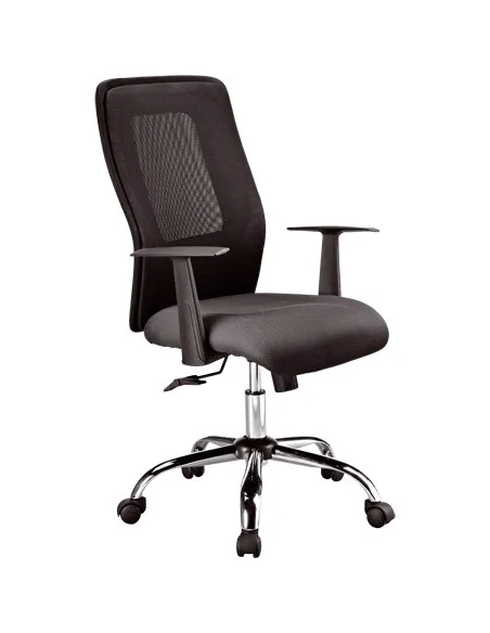Silla oficina respaldo redecilla con brazo Seattle negro
