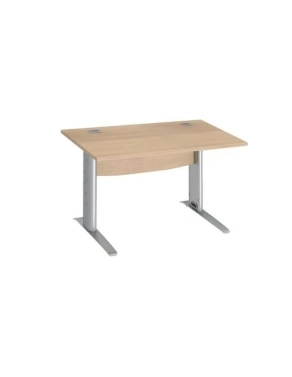 Mesa oficina patas metalicas aluminio en L 120cm roble claro