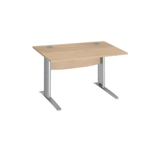 Mesa oficina patas metalicas aluminio en L 120cm roble claro