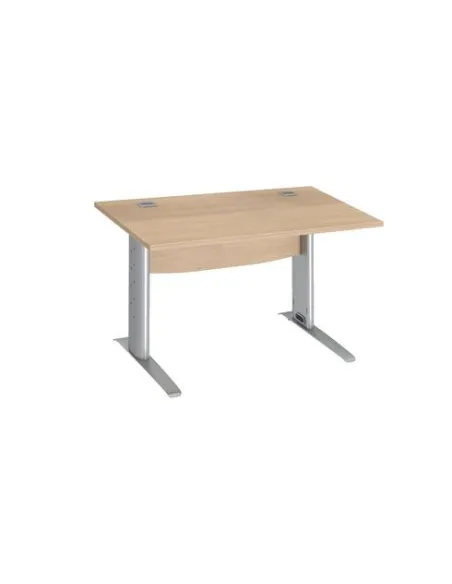 Mesa oficina patas metalicas aluminio en L 120cm roble claro