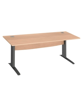 Mesa oficina patas metalicas antracita en L 120 roble claro