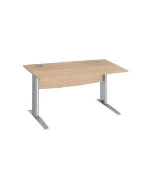Mesa oficina patas metalicas  aluminio en L  140cm roble claro