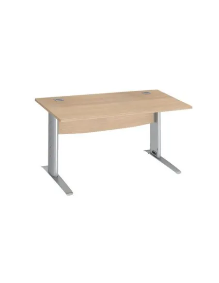 Mesa oficina patas metalicas  aluminio en L  140cm roble claro
