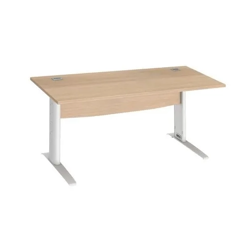 Mesa oficina patas metalicas blancas en L 160cm roble claro