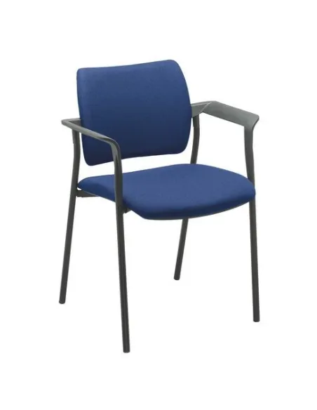 Silla oficina confidente con patas y brazos yota azul.