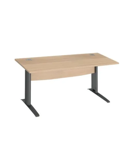 Mesa oficina patas metalicas antracita 180cm roble claro