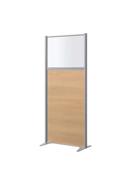 Mampara mixta 180x81 melamina color roble y transparente B-zen