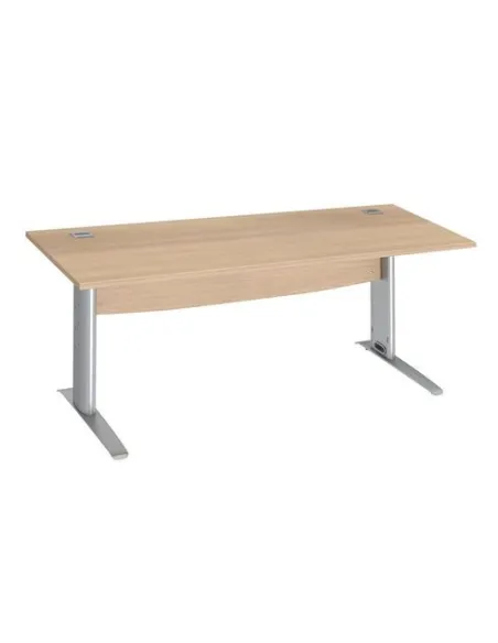 Mesa oficina patas metalicas aluminio 180cm roble claro