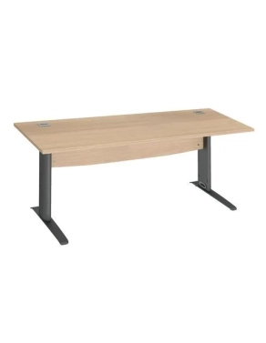 Mesa oficina patas metalicas en L  180cm roble claro Excellens