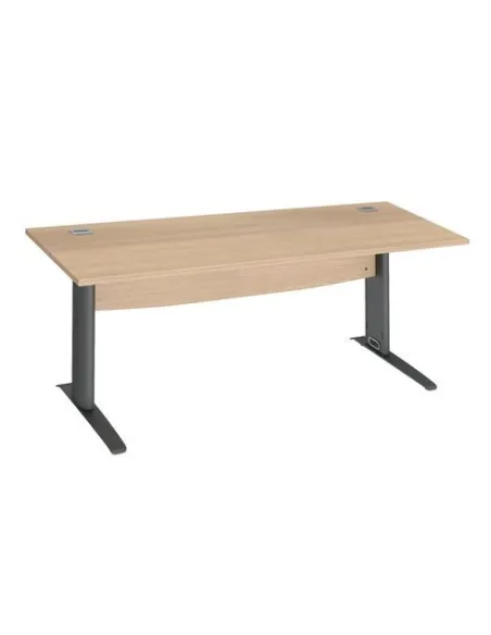 Mesa oficina patas metalicas en L  180cm roble claro Excellens