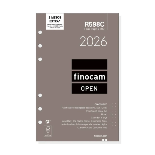 Recambio anual agenda Finocam  500 dia pagina  catalan R598C