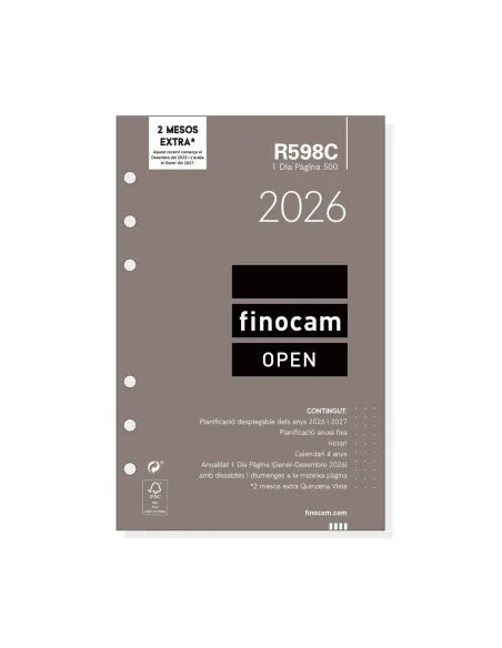 Recambio anual agenda Finocam  500 dia pagina  catalan R598C