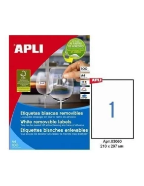 Caja 100 hojas etiquetas removibles 210x297