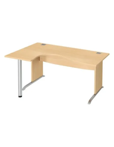 Mesa oficina 160 ala izquierda patas madera en L haya