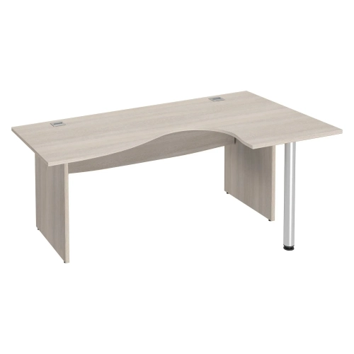 Mesa oficina 160 ala derecha patas madera en L roble gris