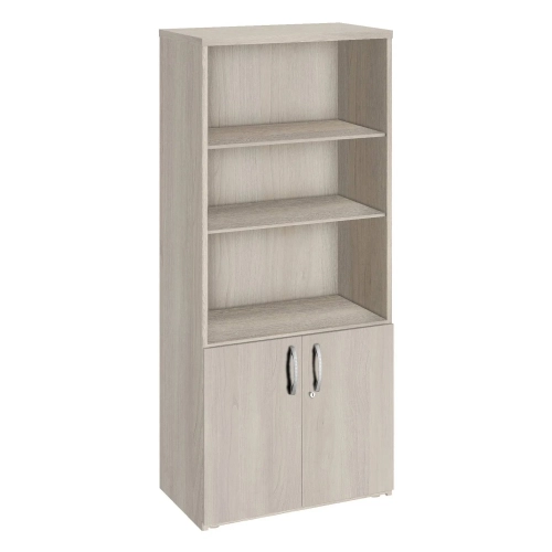 Armario biblioteca alto 182x80 puertas bajas roble gris