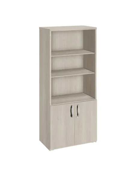 Armario biblioteca alto 182x80 puertas bajas roble gris