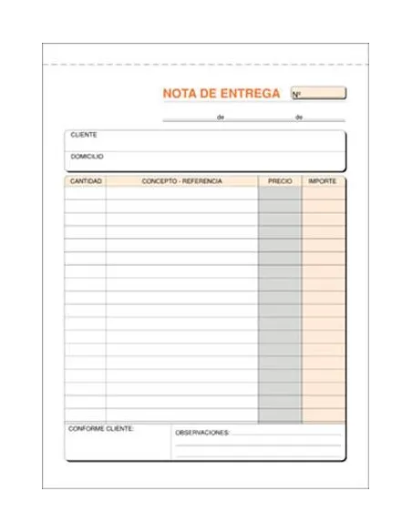 Talonario entrega duplicado 150 x 210 mm castellano