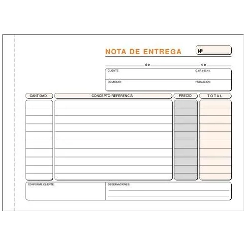 Talonario entrega 210x150 duplicado apaisado