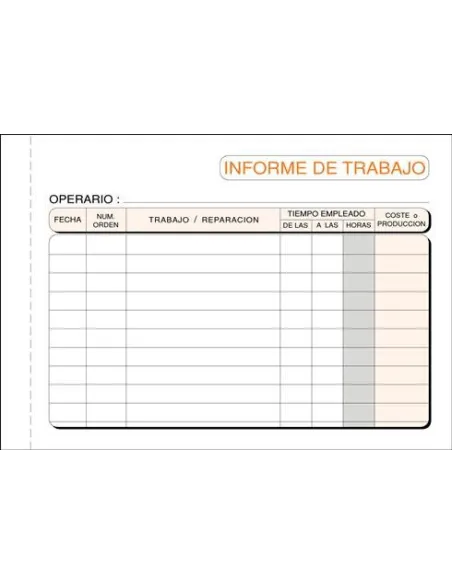 Talonario informe diario de trabajo 150x105
