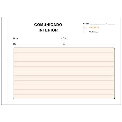 Talonario comunicacion interior