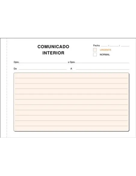 Talonario comunicacion interior