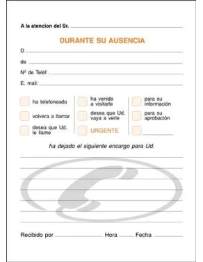 Talonario llamada 105x150 castellano