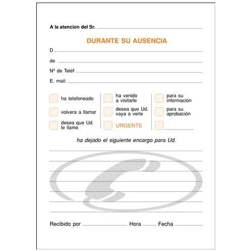 Talonario llamada 105x150 castellano