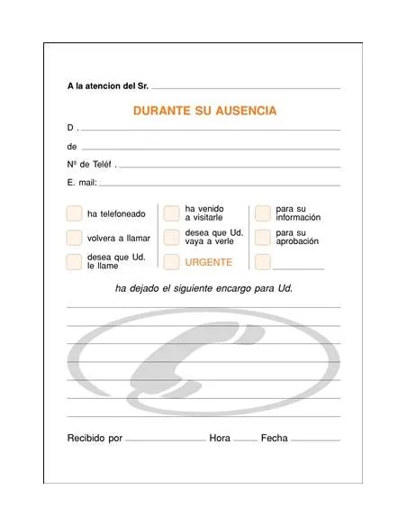 Talonario llamada 105x150 castellano