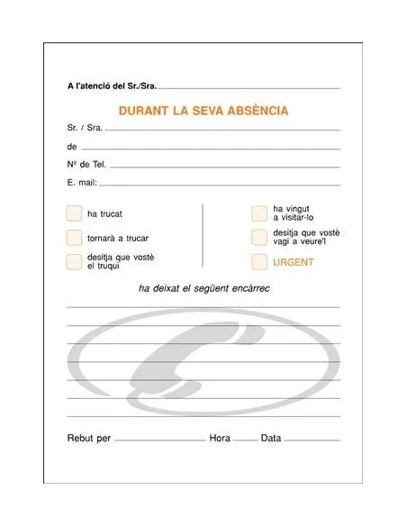 Talonario LLamadas 105x150 Catalan duplicado