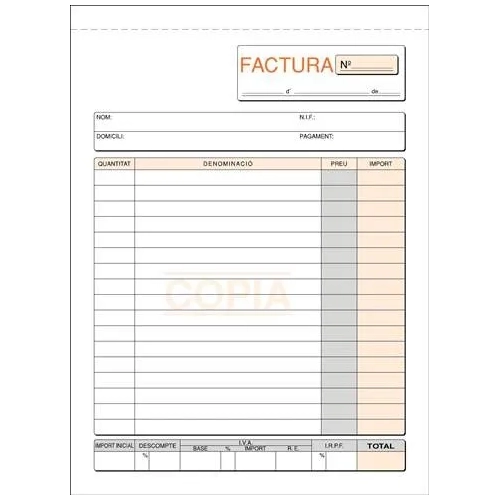 Talonario factura 150x210 mm duplicado natural catalan