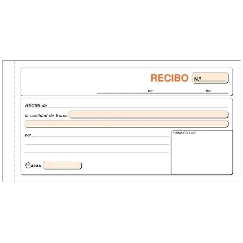 Talonario Recibo 210x105 Duplicado Castellano