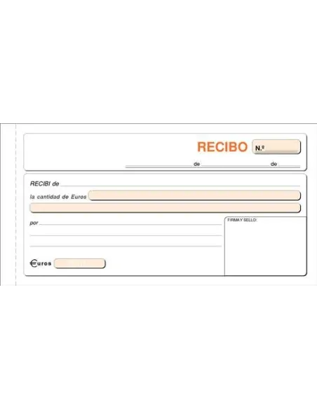 Talonario Recibo 210x105 Duplicado Castellano
