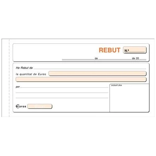 Talonario Recibo 210x105 Duplicado Catalán