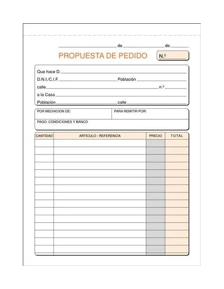 Talonario pedidos 150x210 duplicado castellano
