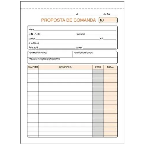 Talonario pedidos 150x210 duplicado catalán