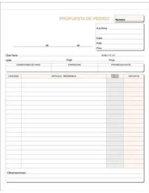 Talonario pedidos 215x265 1 hoja castellano sin copia
