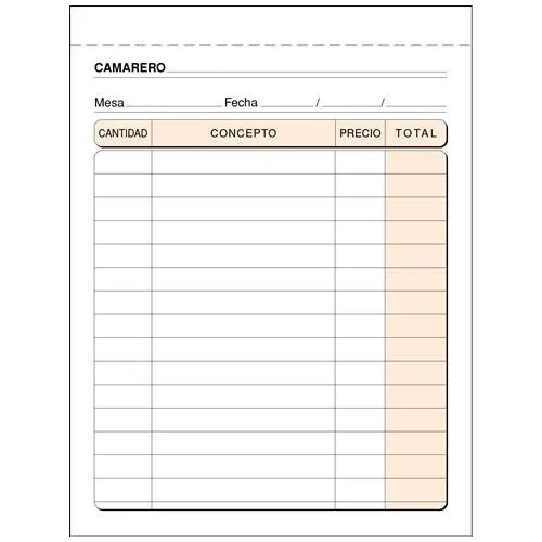 Talonario camarero 105x150 mm  triplicado