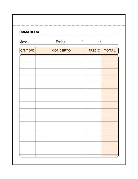 Talonario camarero 105x150 mm  triplicado
