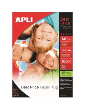 Papel fotografico Apli 140 g inkjet Best Price A4 100 h