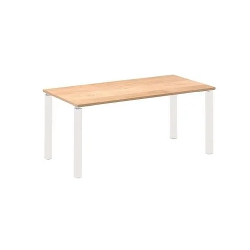 Mesa recta 160 roble 4 patas blancas Eden