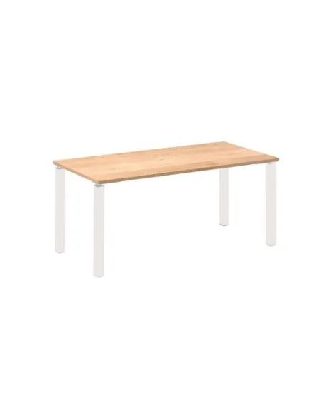 Mesa recta 160 roble 4 patas blancas Eden