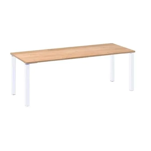 Mesa recta 180 roble 4 patas blancas Eden