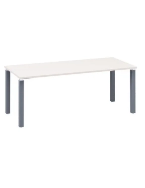 Mesa recta 180 blanca 4 patas antracita Eden